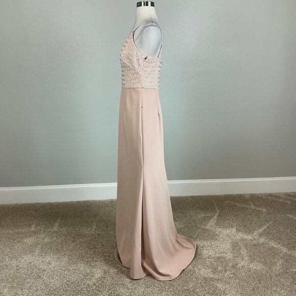 Vince Camuto Pink Sequined Evening Gown Size 10 Sleeveless V-Neck Formal Dress - Picture 5 of 11